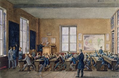 Klaslokaal in de Institution Caillet, rue de la Cité, Parijs, 1845 door G. Remy